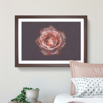 Pink Tipped Rose Flower - Framed Print
