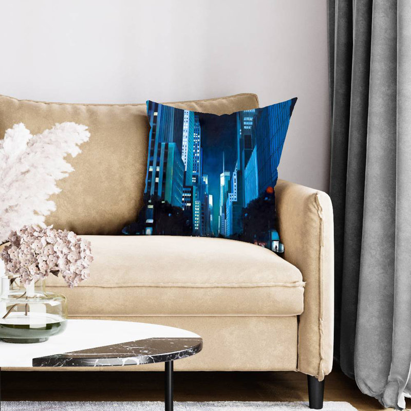 Evening in Manhattan Throw Pillow | Contemporary – Poly Twill Throw Pillow with Insert, Double-Sided Print