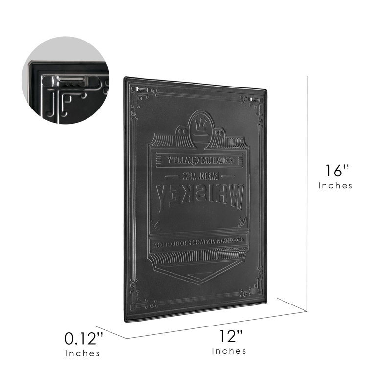 Winston Porter Barrel Aged Whiskey Embossed Black and Gold Metal Bar Sign