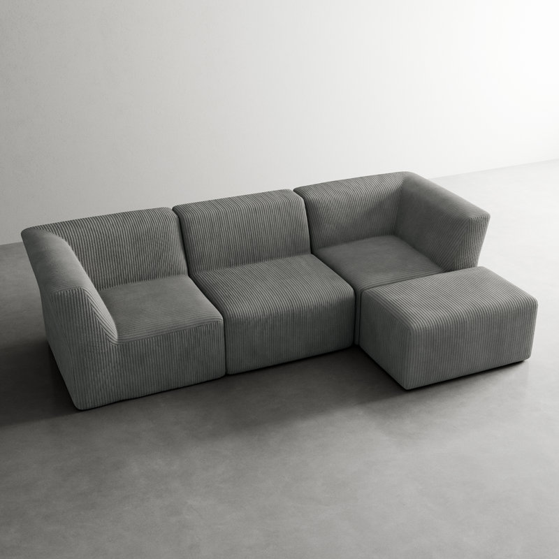4 Seater Corduroy Seating Component, Grey Corduroy