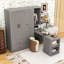 Armoire multifonctionnelle avec bureau pliable convertible, tiroirs de rangement, tablettes et tringle-981388411