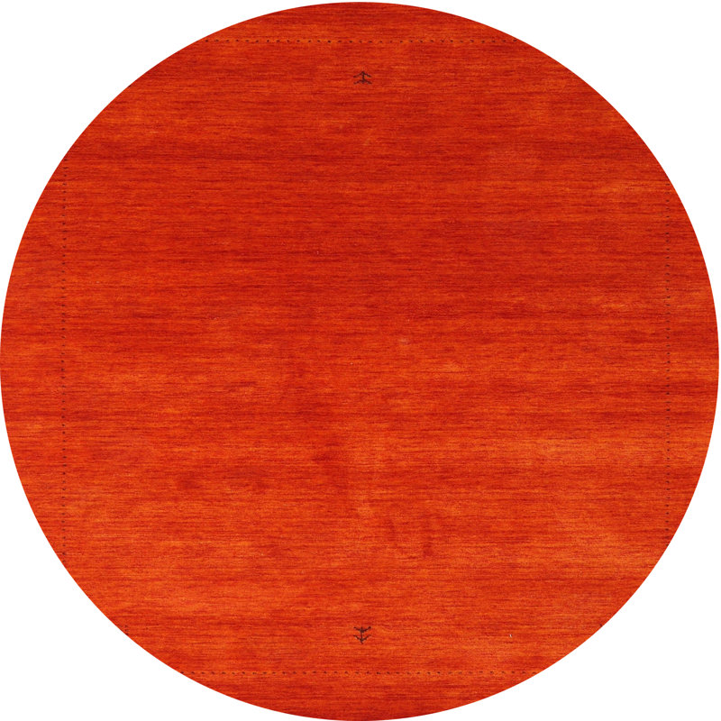Tapis contemporain orange, Rond 5 pi