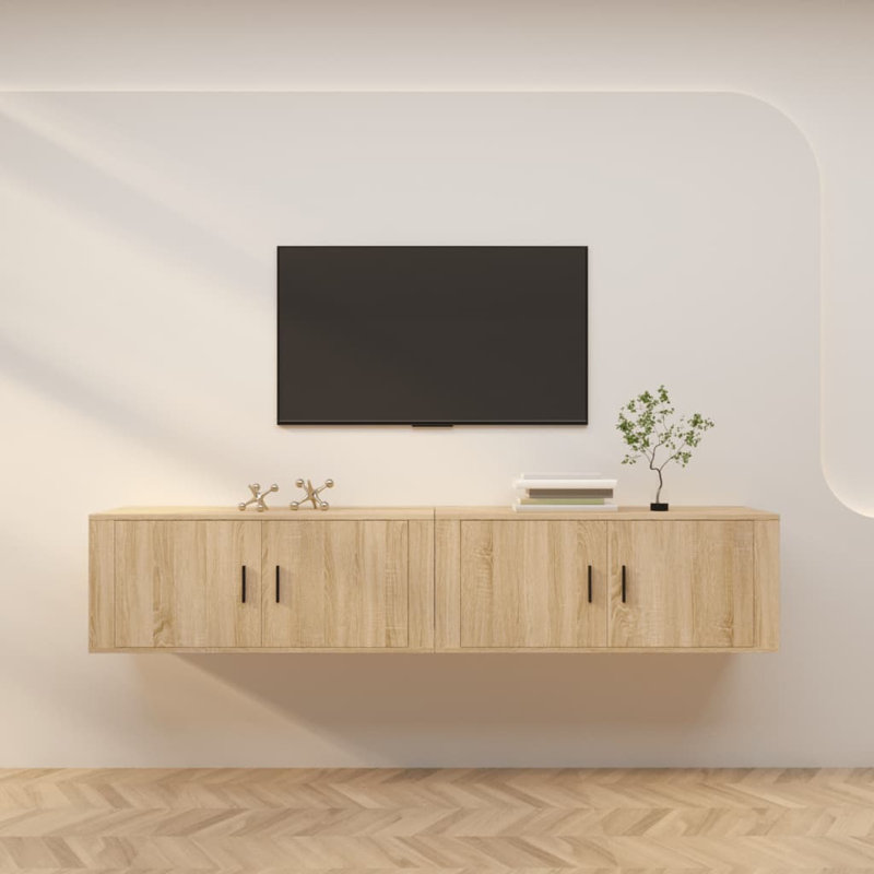 Simen Unfinished Floating TV Stand for TVs up to 43", Sonoma Oak