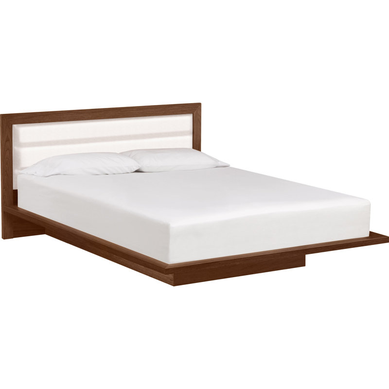 Lit Moduluxe avec tête de lit tapissier de 35 po, Grand lit, Blanc, Cerise brune
