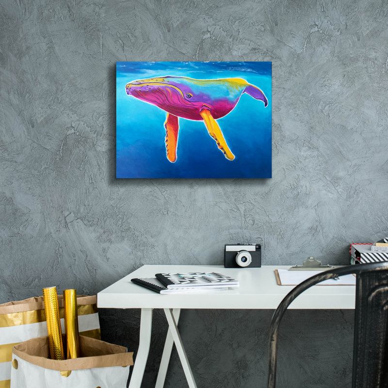 «Baleine à bosse - Arc-en-ciel» par Dawg Painter, H 12 po x l 16 po x P 0,75 po