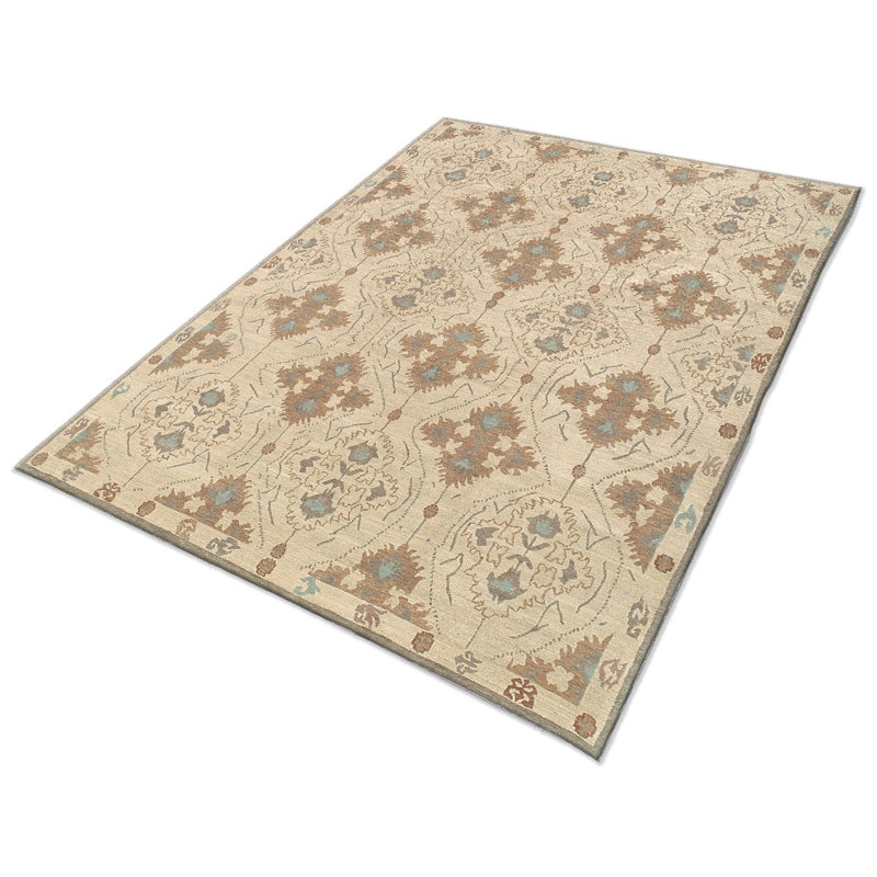 Samkara Wool Oriental Area Rug in Beige/Neutral, Rectangle 12' x 16'