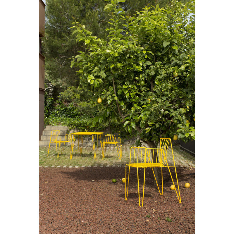 Frakston Stacking Patio Dining Armchair with Cushion, Yellow