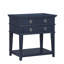 Table de chevet à 2 tiroirs avec tablette ouverte, finition bleu minuit et poignées en or brossé pour un rangement élégant-1035374430