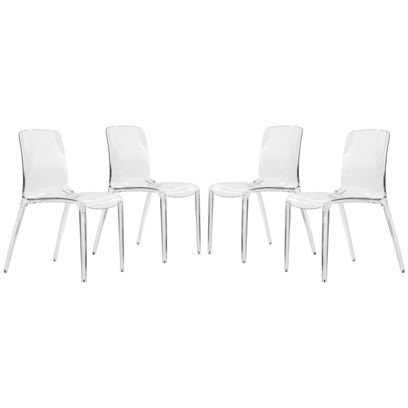 Lade Modern Lucite Dining Chairs – Fully Assembled Stackable Transparent Acrylic Chairs for Kitchen or Dining Room, Clear