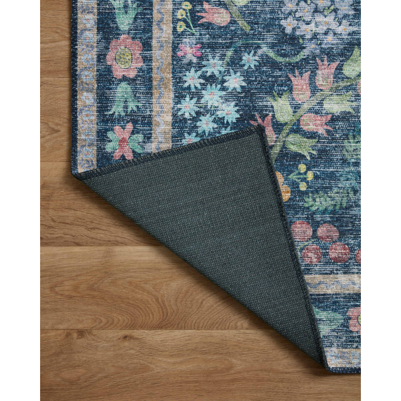 Rifle Paper Co. X Loloi Maison Frances Blue / Multi Area Rug, Round 5'