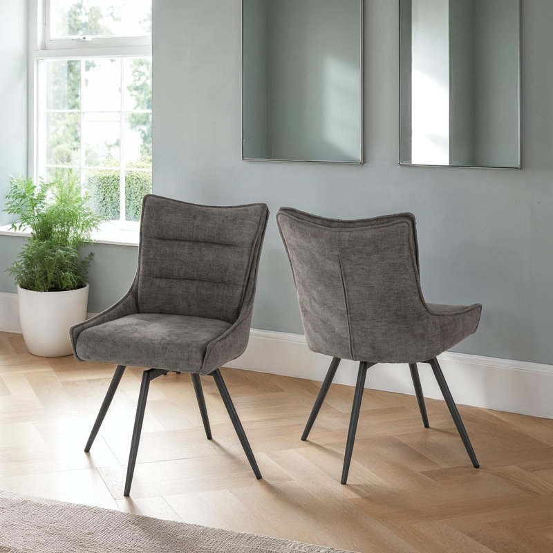 Wahpeton Set Of Two Swivel Dining Chairs, Grey