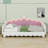 Extending Daybed With LED Lights, Modern Upholstered Princess Daybed With Crown Headboard-849362123
