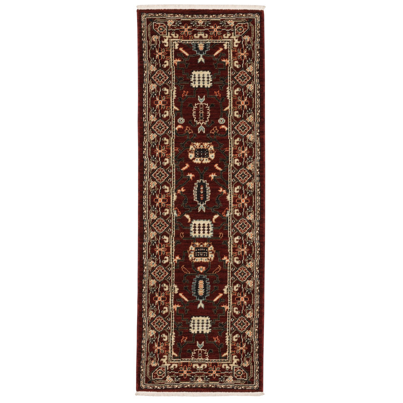 Tapis rouge / noir Oaklynn, Tapis de couloir 2 pi x 6 pi