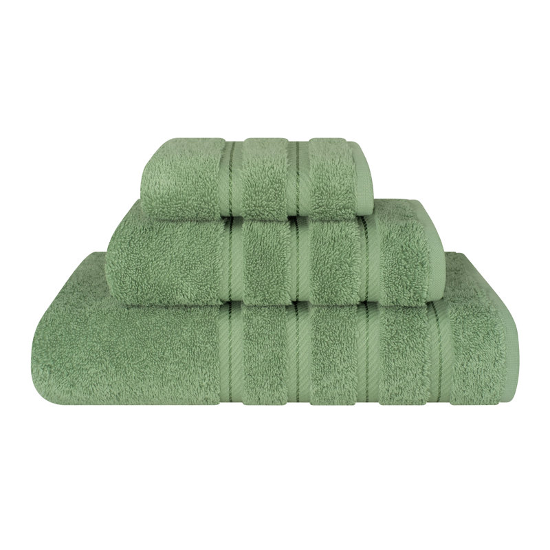100% Cotton 3 Piece Turkish Bath Towel Set,  Super Soft and Absorbent Darcelle Collection, Sage Green
