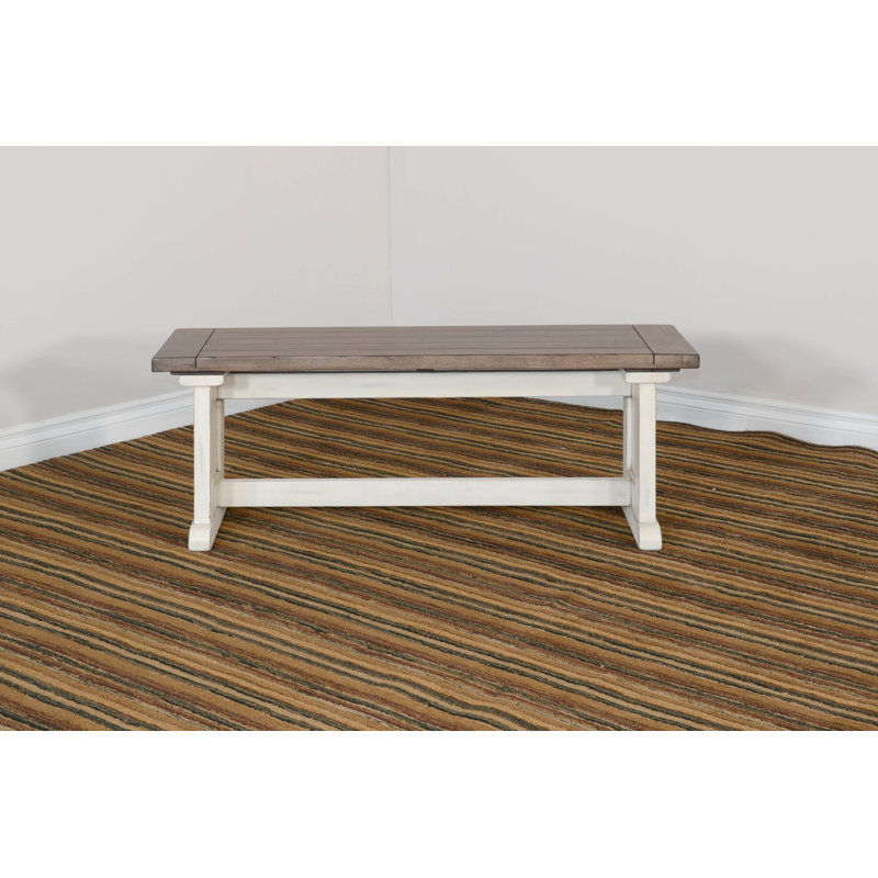 Edenbridge Wood Dining Side Bench, Marble White/Buckskin