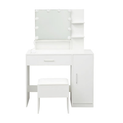 Roianne 1 Drawer Dressing Table Set with LED Mirror