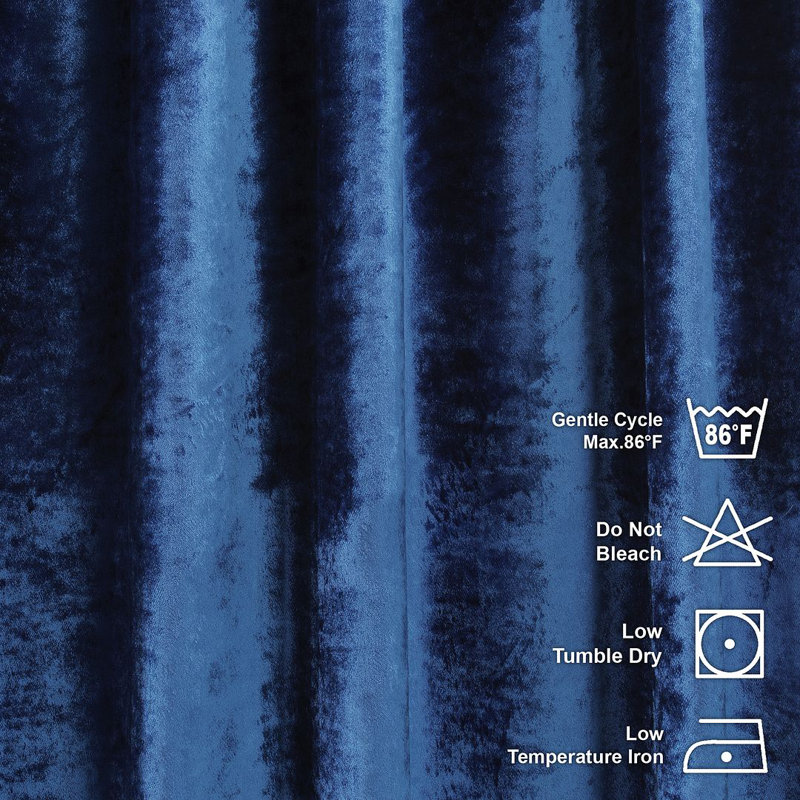 Velvet Semi-shee Single Curtain Panel, 150cm Width x 295cm Drop, Blue