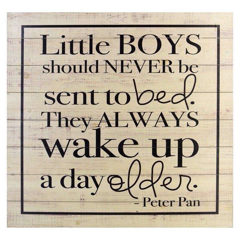 Art mural en bois Peter Pan, petits garçons, 31 po x 31 po