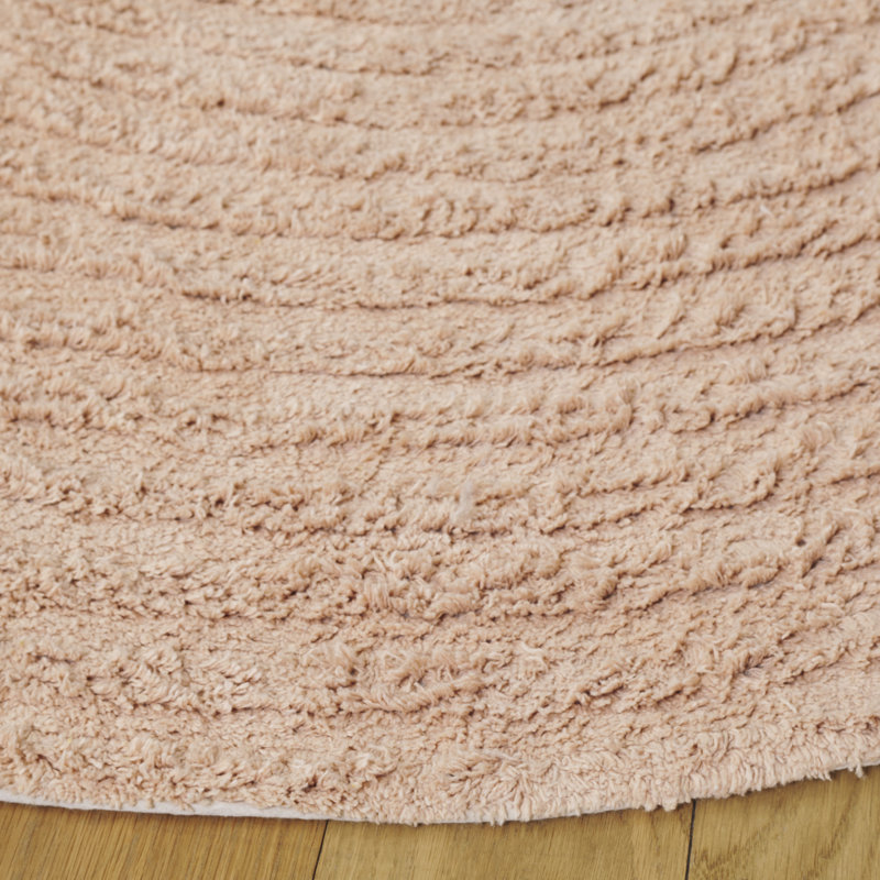 Easy Care 228 Hand Tufted Recycled Cotton Machine Washable Geometric Indoor Use Only Rug, Round 5'