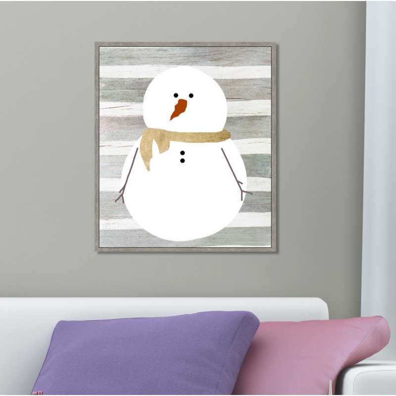 «Snowman», reproduction d'impression sur papier, Cadre argenté, H 24 po x l 20 po