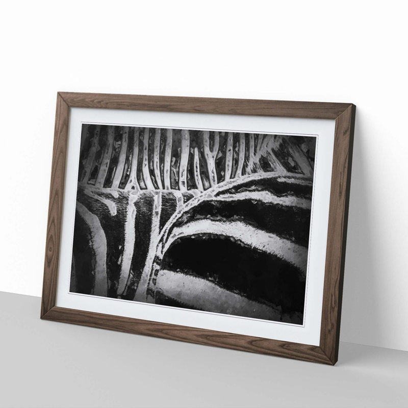 The Stripes of the Zebra in Abstract - Picture Frame Graphic Art Print, 40cm H x 60cm W x 2cm D, Walnut
