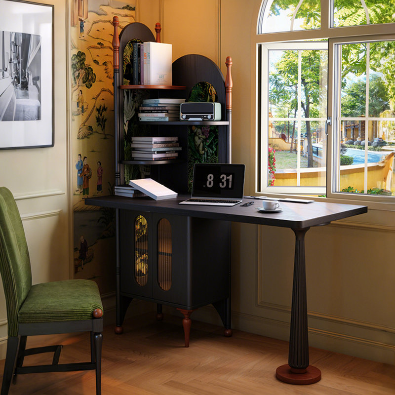 Bureau en coin 56,30 po, H 66,93 po x l 56,3 po x P 20,08 po