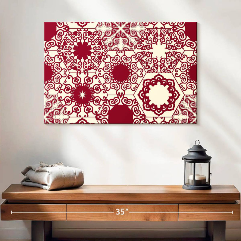 Kerner Red Hexagon Patterns, 16" H x 24" W