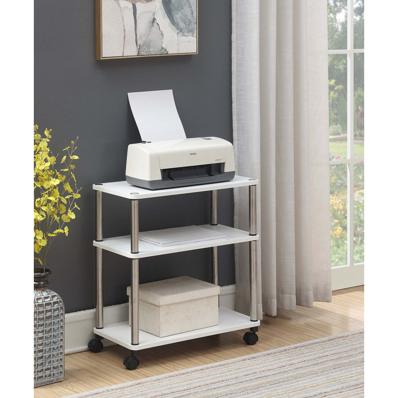 Edwin Utility Cart with Stainless Steel Poles, White
