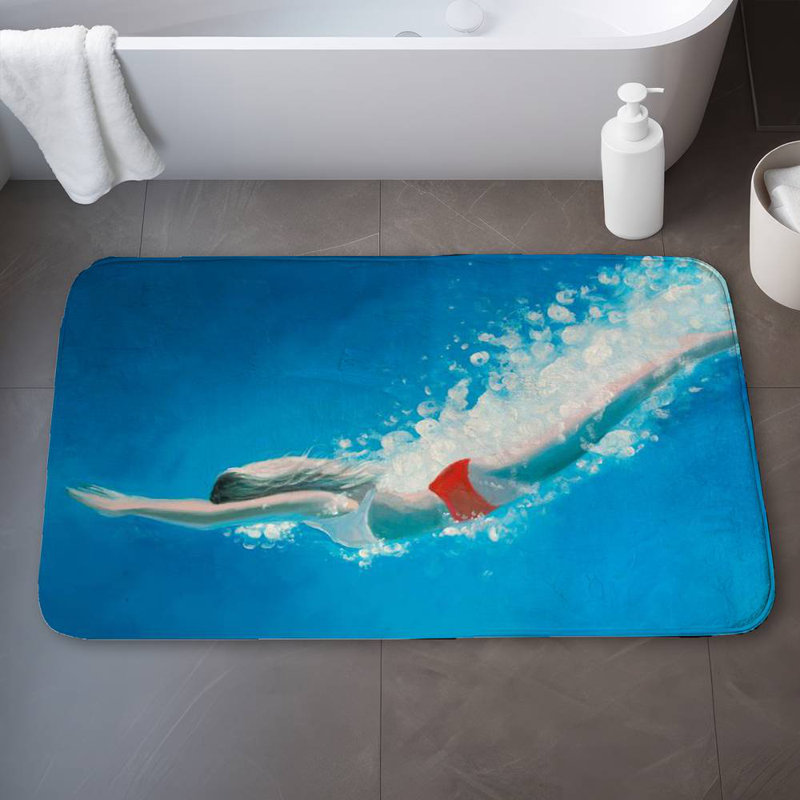 Diving jump Bath Mat with Non-Slip Backing - Quick Dry Memory Foam Bathroom Rug - Absorbent - Modern Plush Spa-Style - Machine Washable