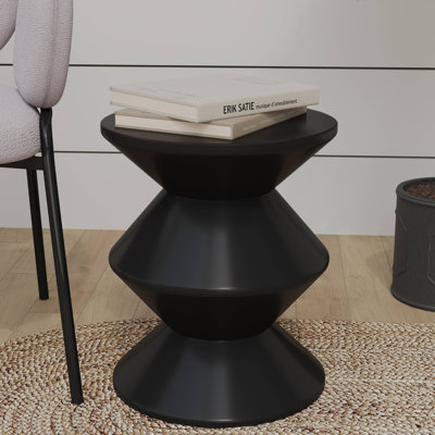 Table d'appoint de 15 po de largeur en plastique ABS avec design à double sablier Collection Michailo