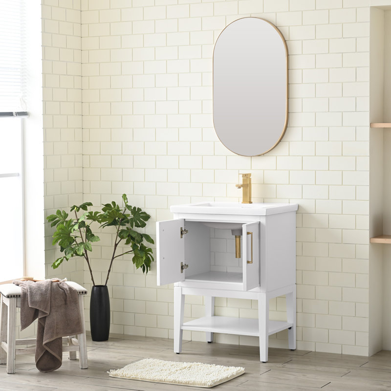 Cheriton 24'' Single Bathroom Vanity with Ceramic Top, White