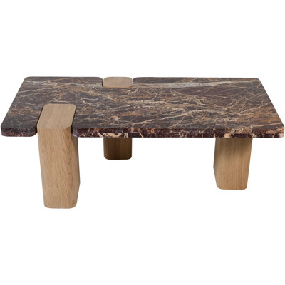 Ravenna Genuine Marble Top And Wood Base Coffee Table