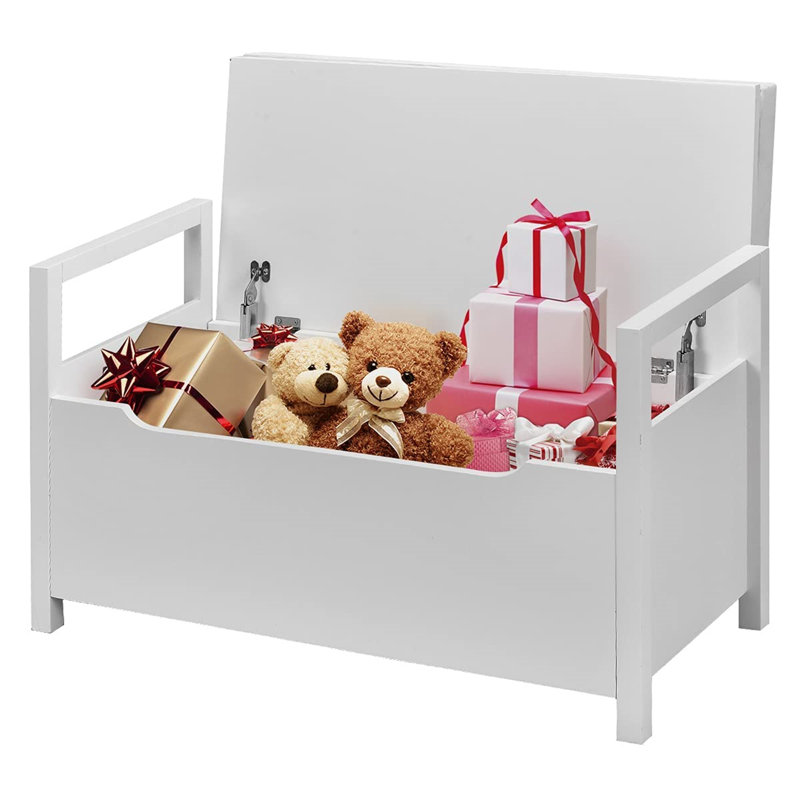 Poppas Wood Storage Bench, White