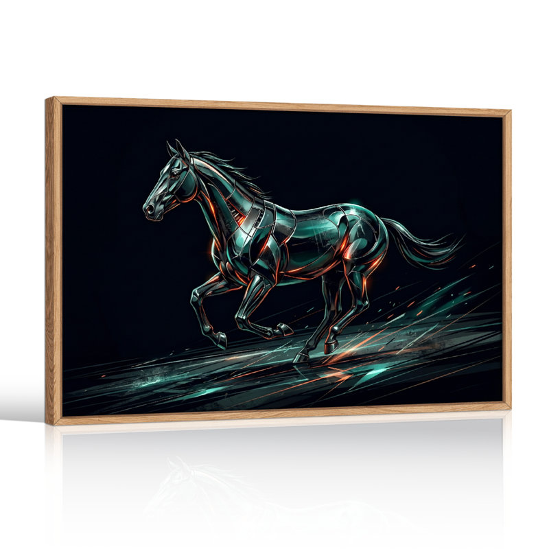Ensemble de 1 tableau sur toile Cyber ​​​​Horse, H 24 po x l 36 po, Naturel