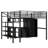 Metal Loft Bed With Table & Wardrobe, Full, Black - Modern Appearance, Stable Construction, Ample Storage Options, Easy Assembly Instructions And Design, Structure, Facilities, Effortless Operations