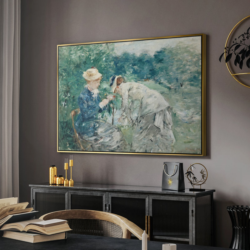 Botanique rétro - LV, Toile avec cadre flottant or, H 27 po x l 41 po