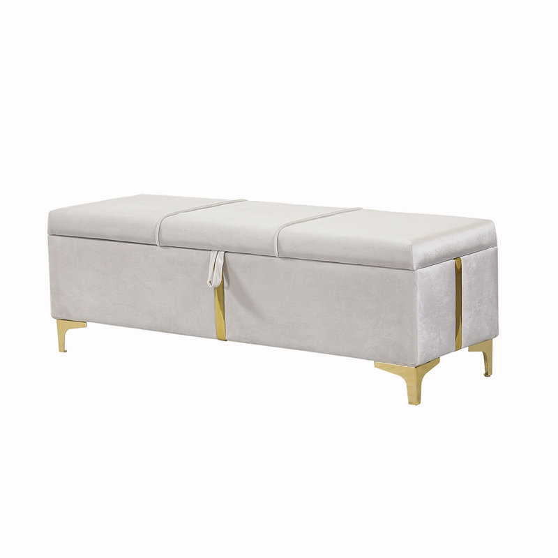 Zeger Upholstered Storage Bench, Beige