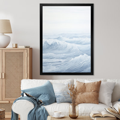 «White Grey Line Art Serene Seascapes II», reproduction