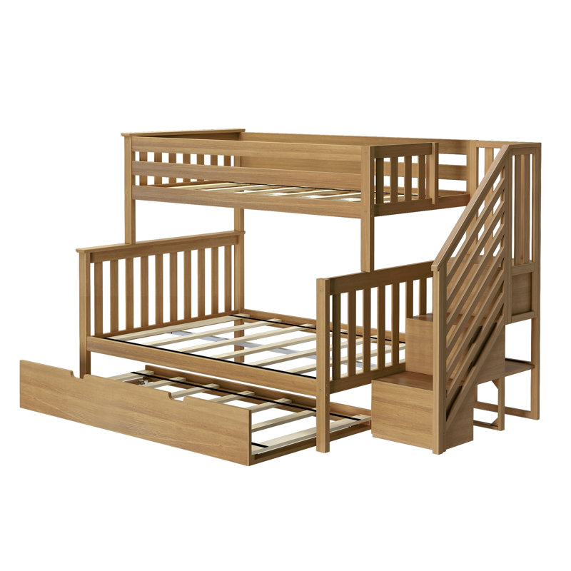 Juliann Kids Twin Over Full Bunk Bed with Trundle, Natural