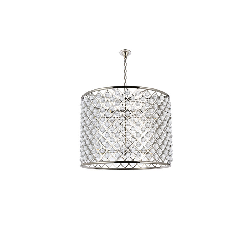 Lustree tambour 12 lumières unique Swinney, Nickel poli