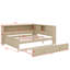 Lit de jour double en bois avec tablettes de rangement et lit gigogne escamotable