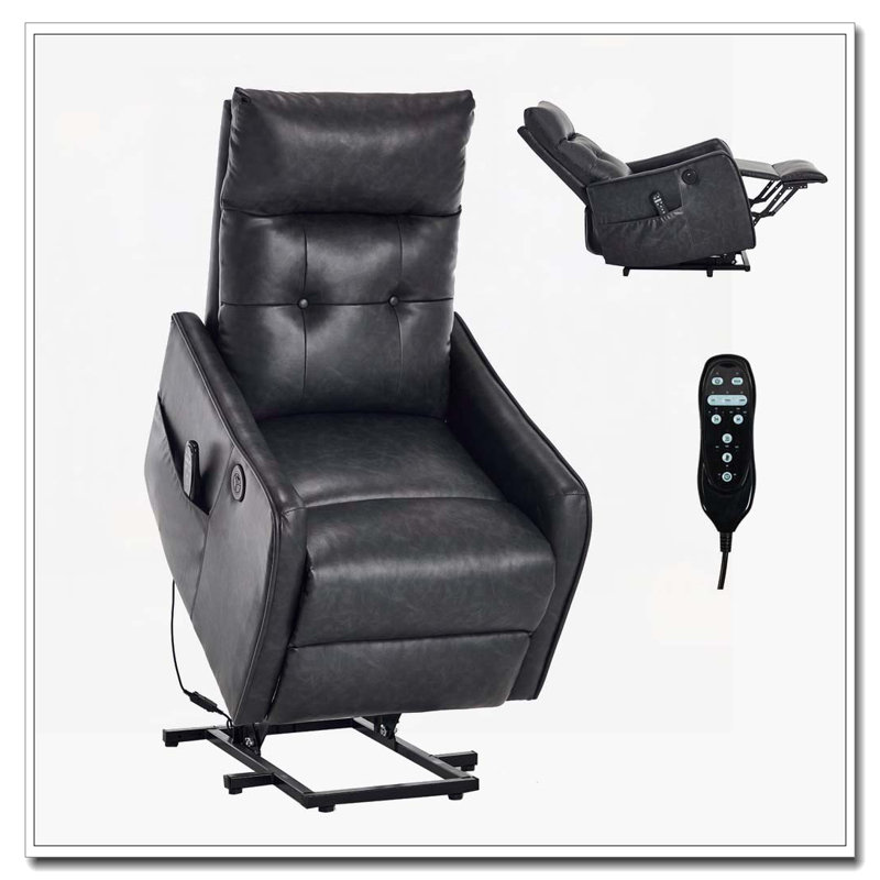 Power Lift Recliner Chair with Massage and Heat for Elderly, Heavy Duty Motion Mechanism and One USB for Charging, Gray