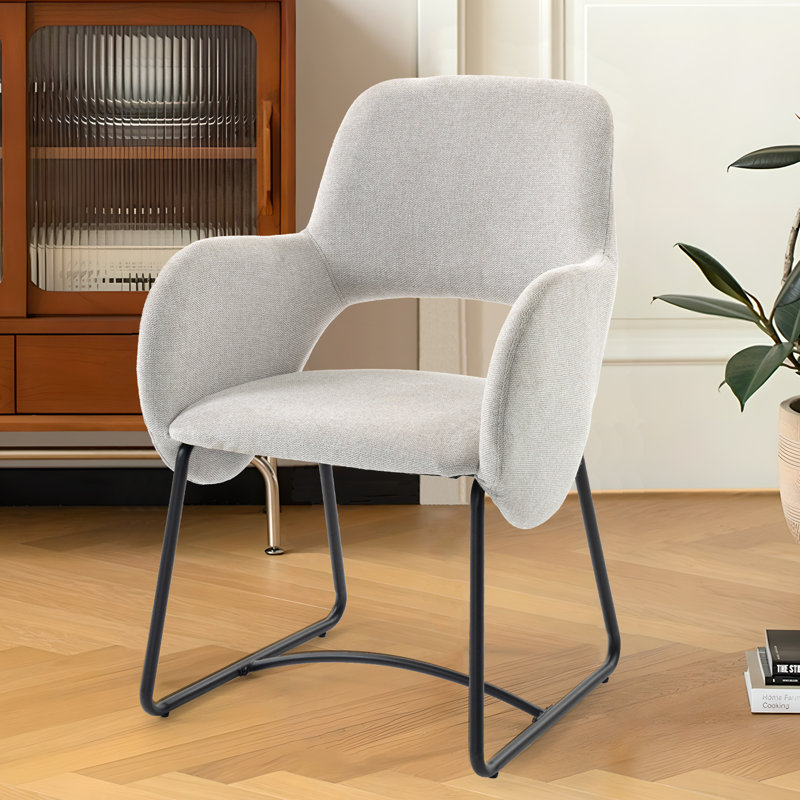 Fauteuil d'appoint rembourré avec cadre en métal Modern Chenille, Beige
