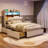 Bed Frames With Hidden Storage Headboard & 4 Drawers, 49.2" Tall Upholstered Wingback Headboard With Led Lights And Charging Station, No Box Spring Needed-160895363-160895360