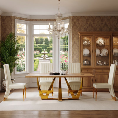 Ensemble de 6 chaises de salle à manger de luxe en cuir blanc