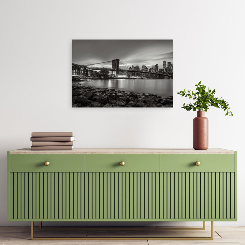 " New York City Abstract Contemporary Beach City Wall Art Print " by Guillermo Flores, 16" H x 24" W