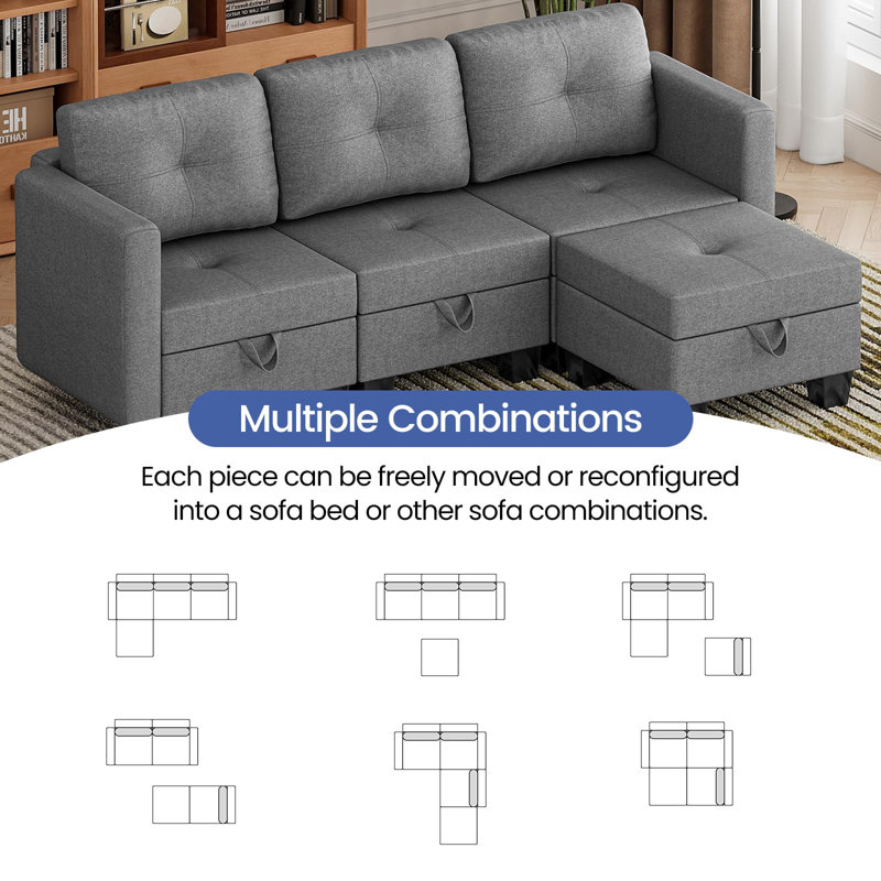 Fabric Sofa & Chaise, 3