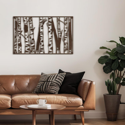 Silent Birch Forest Modern Abstract Wall Accent Sculpture Hanging Decoration Metal Wall Decor