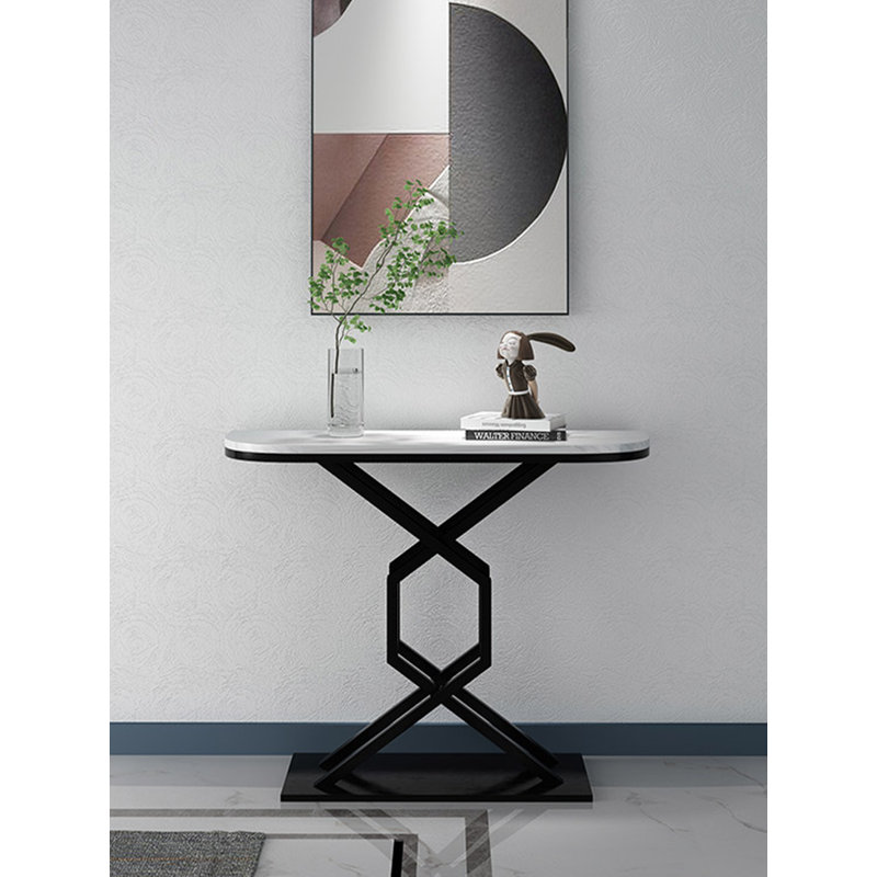 Canapé décoratif contemporain entrelacé géométrique, 31.5" H x 47.24" W x 11.81" D, White / Black, Black