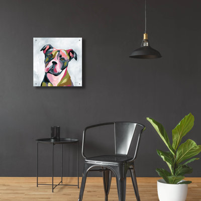 Art mural en verre épique «Pitbull abstrait» par Yvette St. Amant